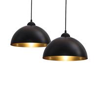 B.K.Licht Lampadario a sospensione, Plafoniera Led Soffitto, set da 2, diametro 30cm, per lampadine LED E27, Lampadario camera da letto, Lampadario Cucina, soggiorno, bagno, in metallo nero oro