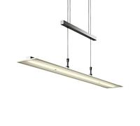B.K.Licht - Lampadario camera da letto, regolabile in altezza in continuo, dimmerabile tramite touch, luce calda, soggiorno, cucina, LED, 85x175 cm, nichel opaco