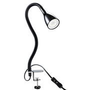 B.K.Licht luce a pinza con collo flessibile, Luce per lettura a letto, dimmerabile su 3 livelli, incl lampadina 5W GU10, lampada da scrivania/tavolo, abat jourda da comodino camera da letto nera