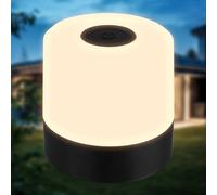 B.K.Licht - Mini lampada da tavolo a LED senza fili IP44 con touch, dimmerabile a passi, batteria ricaricabile, USB-C, luce da comodino, decorativa,luce esterna, camera dei bambini, 7x7 cm, nero