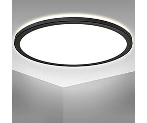 B.K.Licht - Pannello LED a luce indiretta, piatto, bianca neutra, pannello LED soffitto, pannelli led, pannelli soffitto, luminosi LED, luce, 42x2,9 cm, nero