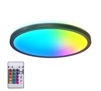 B.K.Licht - Pannello LED a luce indiretta, telecomando, luce colorata RGB+W, pannello LED soffitto, pannelli led, pannelli led soffitto, pannelli luminosi led, led rgb panello, 29x3 cm, nero