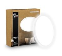 B.K.Licht - Pannello LED piatto con illuminazione indiretta, luce bianco neutro, protezione IP44, plafoniera bagno, plafoniera cucina, lampadario, lampada soffito, 42 x 3 cm, bianco