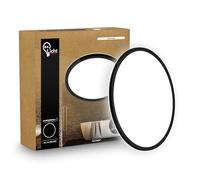 B.K.Licht - Pannello LED piatto con illuminazione indiretta, luce bianco neutro, protezione IP44, plafoniera bagno, plafoniera cucina, lampadario, lampada soffito, 42 x 3 cm, nero