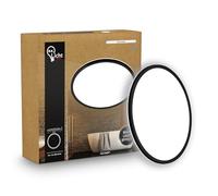 B.K.Licht - Pannello LED piatto con illuminazione indiretta, luce bianco neutro, protezione IP44, plafoniera bagno, plafoniera cucina, lampadario, lampada soffito, 24 x 3 cm, nero