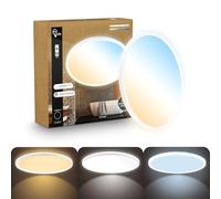B.K.Licht - Pannello LED piatto con telecomando, dimmerabile, illuminazione indiretta, CCT regolabile da bianco caldo a luce diurna, IP44, plafoniera bagno, cucina, lampada soffito, 42 x 3 cm, bianco