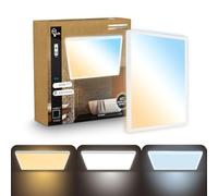 B.K.Licht - Pannello LED piatto con telecomando, dimmerabile, illuminazione indiretta, CCT regolabile da bianco caldo a luce diurna, IP44, plafoniera bagno, cucina, lampada soffito, 42x42x3cm, bianco