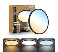B.K.Licht - Pannello LED piatto con telecomando, dimmerabile, illuminazione indiretta, CCT regolabile da bianco caldo a luce diurna, IP44, plafoniera bagno, cucina, lampada soffito, 42 x 3 cm, nero