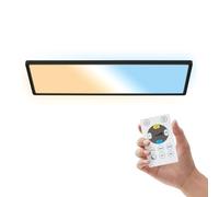 B.K.Licht - Pannello LED piatto con telecomando, dimmerabile, illuminazione indiretta, CCT regolabile da bianco caldo a luce diurna, IP44, plafoniera bagno, cucina, lampada soffito, 58x20x3 cm, nero