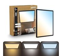 B.K.Licht - Pannello LED piatto con telecomando, dimmerabile, illuminazione indiretta, CCT regolabile da bianco caldo a luce diurna, IP44, plafoniera bagno, cucina, lampada soffito, 42x42x3 cm, nero