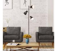 B.K.Licht Lampada da terra salotto retro, Lampade da terra a Stelo, altezza 166cm, Piantana Lampada da terra, interruttore a pedale, Lampada Camera da letto, adatta per lampadine E27, bianco e nero