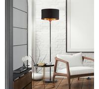 B.K. Licht Piantana Kari, dritta, nero/oro, tessuto, E27 B.K. Licht