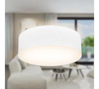 B.K.Licht - Plafoniera con paralume in tessuto, attacco E27, max. 40 watt, lampada soffitto, plafoneria soffitto, plafoniere da soffitto, plafoniera camera da letto, plafoniere, 30x10 cm, bianco