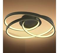 B.K.Licht Plafoniera LED ad anelli, 35W, luce calda 3000K, 4600Lm, lampada da soffitto LED per soggiorno o camera da letto, nero