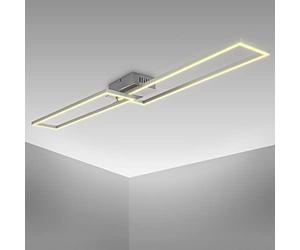 B.K.Licht Plafoniera LED da 40W, luce calda 3000K, 1 cornice orientabile, lampada da soffitto per ufficio Frame, colore cromato-alluminio spazzolato