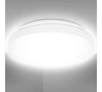 B.K.Licht Plafoniera LED da bagno 12W, luce bianca naturale 4000K, 1200Lm, lampadario resistente agli schizzi d'acqua IP44, diametro 29cm, lampada da soffitto moderna, plastica, 230V