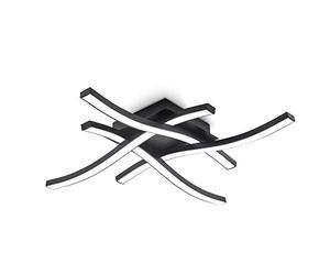 B.K.Licht Plafoniera LED, luce bianca neutra 4000K, 20W 2.000Lm, dimensione 42,5x42,5x7cm, lampada da soffitto per salotto o cucina, lampadario in metallo nero 230V IP20