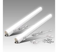 B.K.Licht Set di 2 Lampade sottopensili cucina LED, luce bianca naturale 4000K, da 8W, lunghezza 57.3 cm, interruttore on off, plastica, lampada collegabile con lampade uguali, 230V IP20