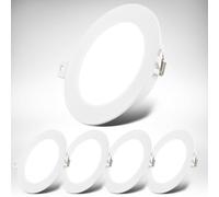 B.K.Licht - Set di 5 faretti LED piatti da incasso 230V, luce bianca neutra, 6W 660lm ciascuno, faretti da soffitto, faretti LED 230V, luci da incasso, dimensioni foro 68mm,120x28mm(DxH),bianco