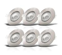 B.K.Licht - Set di 6 faretti LED da incasso 230V dimmerabili in continuo, orientabili, faretti incasso, faretti led interno incasso, faretto led incasso, dimensione foro 68mm, 90x24 mm, nichel opaco