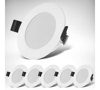B.K.Licht - Set di 6 faretti LED da incasso 230V, faretto LED per bagno protezione dagli spruzzi d'acqua IP44, luce bianca neutra, spot LED, spot da soffitto piatti, 85x25mm (DxH), bianco