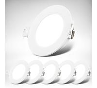 B.K.Licht - Set di 6 Faretti LED da Incasso 230V Piatti, Bianco Neutro, 3W 330lm Ciascuno, Spot da Soffitto, 68mm, 90x28mm (DxH), Bianco