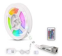 B.K.Licht Striscia LED 3m, cambio colori RGB con telecomando, dimmerabile, adesiva, accorciabile, nastro luminoso LED, alimentatore spina europea, bianca, per interni IP20