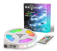 B.K.Licht Striscia LED RGBIC 5 m, Sensore musicale, Cambia colore segmentato, Nastro LED con telecomando