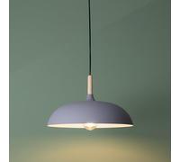 B·LED BARCELONA Lampada a Sospensione Rotonda MELA, Stile Nordico Minimalista e Moderno, Metallo e Legno Naturale con Paralume Grigio, Ideale per Soggiorno, Sala da Pranzo o Camera