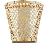 B·LED BARCELONA LED BarcelonaLED Applique da parete in vimini con attacco E27 bianco e paralume a forma di cestino, in bambù rattan, per luce su e giù interno, comodino, soggiorno camera da letto