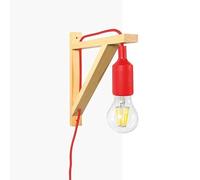 B·LED BARCELONA LED YOJO Nordic Applique da parete - Squadra in legno e pendente in silicone (rosso)