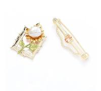 B,Lllunimon Spilla Girasole Pins per Donna Uomo Vintage Premium Smalto Boutonniere, Cappotto E Vestito Ciondolo Collana Elegante Fiore Spilla Perla