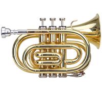 Classic Cantabile Brass TT-400 Tromba Tascabile in Sib, ottone, campana 93 mm, foro 11,8 mm, intonazione Sib, con custodia leggera, bocchino, panno pulizia e guanti, verniciata trasparente.