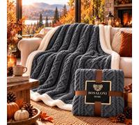 B O S A L O N I HOME Element King Plaid Collection - Plaid XXL 230x200 cm - Coperta Super Morbida in Microfibra Premium - Coperta da Divano e Letto (Blu Pastello)