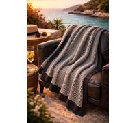 B O S A L O N I HOME Plaid 130x170 cm Elegante a Spina di Pesce, Coperta Decorativa per Divano e Letto, Stile Nordico Moderno per Soggiorno - Nero e Bianco
