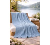 B O S A L O N I HOME Plaid arredo 130x160 cm - Coperta leggera e morbida - Ideale per divano e poltrona - Stile elegante primavera estate - (Azzurro)