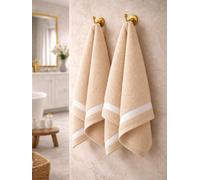B O S A L O N I HOME Set 2 Asciugamani in Pile Corallo 40x80 cm - Morbidi e Assorbenti - Bipack Bagno e Ospiti - Primavera Estate - (Beige Sabbia)