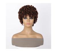 B,Parrucche Corte, Parrucche Ricce Profonde Da 8 Pollici Con Frangia, Parrucche Per Donne Nere Per L'uso Quotidiano Alle Feste