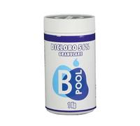 B POOL Dicloro 56% Diidrato Granulare. Cloro per Piscina Granulare ideale per sanitizzare l'acqua della tua piscina. Prodotto a scioglimento rapido con impatto minimo sul pH. Formato da 1 Kg