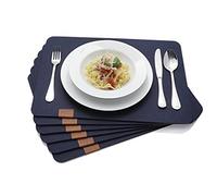 B.PRIME kit di 6 tovagliette in feltro di qualità - Tovagliette lavabili 44 x 32 cm in tessuto - Blu marino