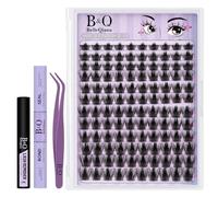 B&Qaugen - Ciglia finte a ciuffetto, curvatura a D, 12 mm, MHkit-Wild Rose-CC 8-18