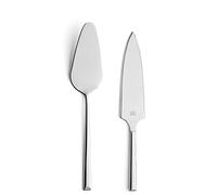 B&R 1107 - Set di 2 palette per torte, in acciaio inox, argento, set di palette, coltello da torta, posate da dessert in PVD