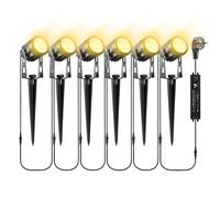 B-rigt 6er Lampada da Giardino Esterno, 21M Lampada da Giardino con Terra, Luce da Giardino Faretto da con Spina e Cavo, 1800 lm, IP65 Impermeabili per Prato Terrazzo Cortile Vialetto, Bianco Cald