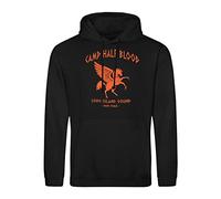 B&S Boutique Camp Half Blood Percy Jackson Inspired PJO Heroes of Olympus Orange Felpa con Cappuccio Unisex Nera Size S
