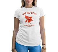 B&S Boutique Camp Half Blood Percy Jackson Inspired PJO Heroes of Olympus Orange Maglietta Bianca Donna Size S