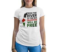 B&S Boutique from The River To The Sea Palestine Will Be Free Maglietta Bianca Donna Size M