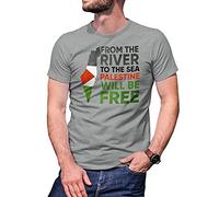 B&S Boutique from The River To The Sea Palestine Will Be Free T-Shirt Maglietta Grigio per Uomo Size L