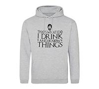 B&S Boutique I Drink And I Know Things Tyrion Lannister Felpa con Cappuccio Unisex Grigio Size XXL