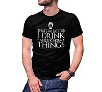 B&S Boutique I Drink And I Know Things Tyrion Lannister T-Shirt Maglietta per Uomo Nera Size L