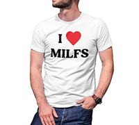 B&S Boutique I Love Milfs T-Shirt Maglietta Bianca per Uomo Size L